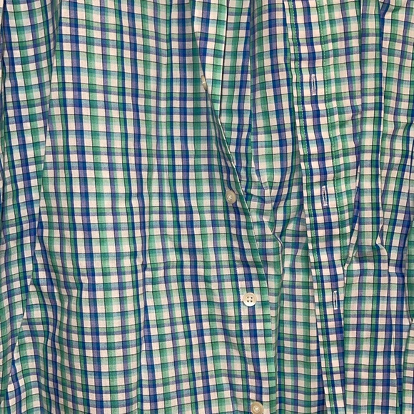 Men’s blue and green plaid button down polo - Picture 2 of 3